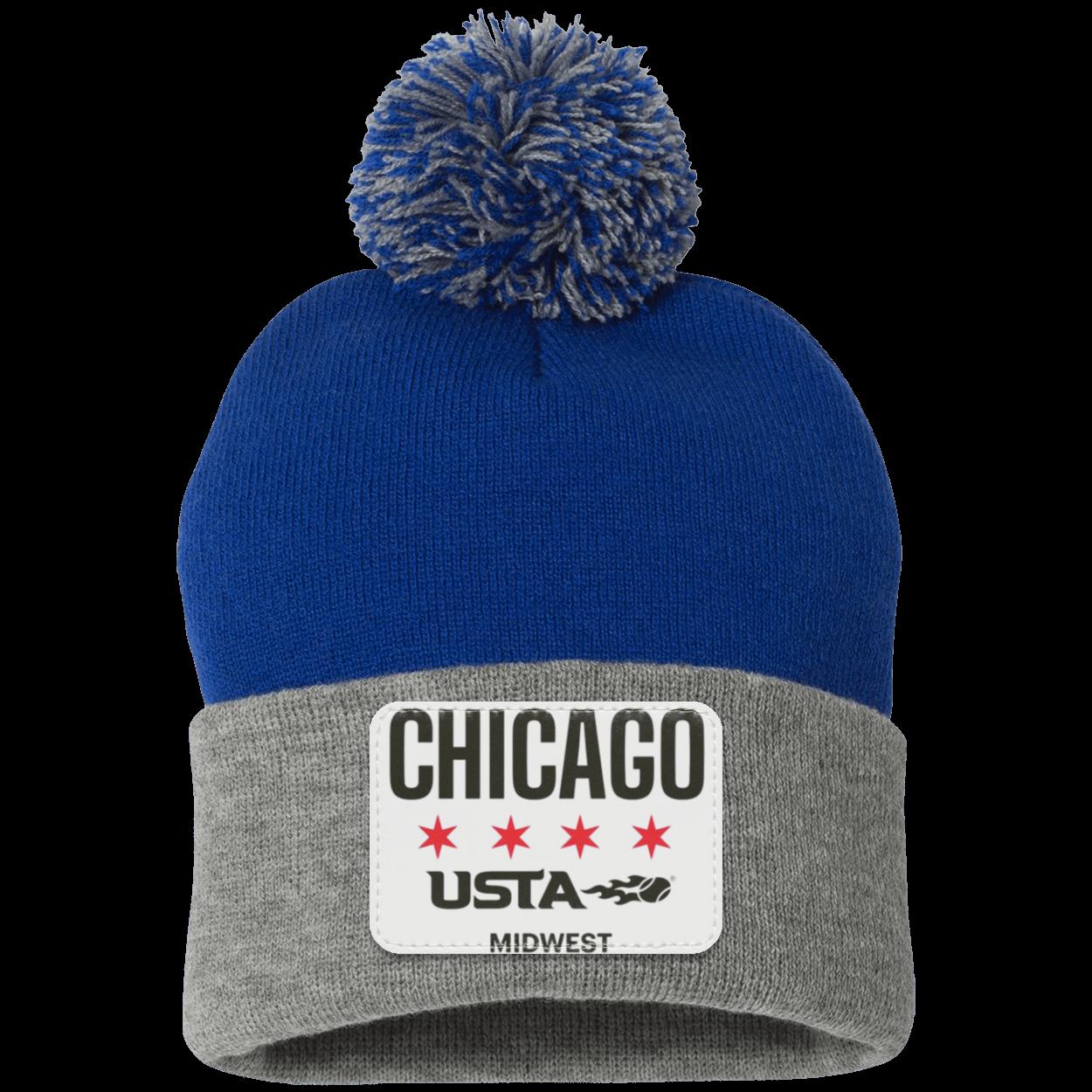 Chicago Star & 4-Star Pom Pom Knit Cap - Patch