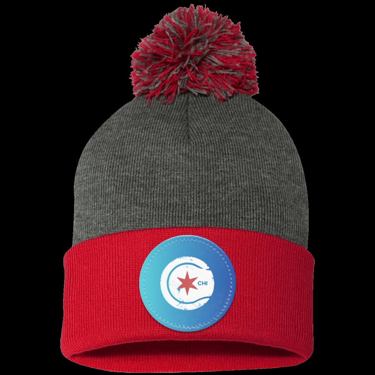 Chicago Star & 4-Star Pom Pom Knit Cap - Patch