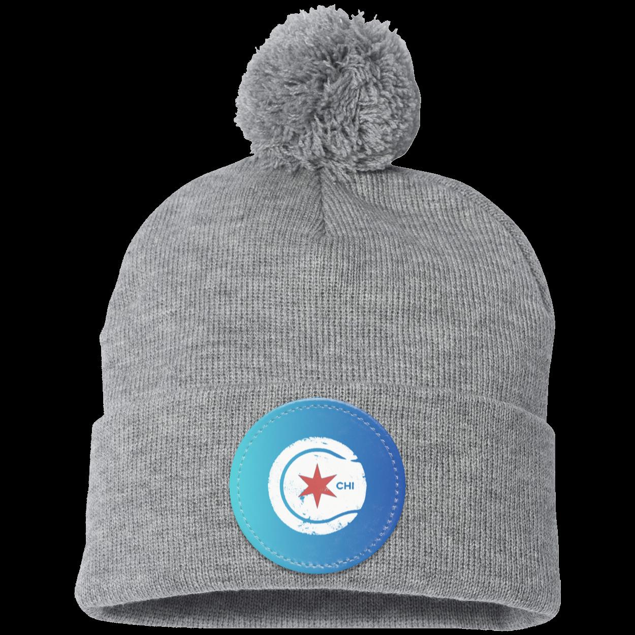 Chicago Star & 4-Star Pom Pom Knit Cap - Patch