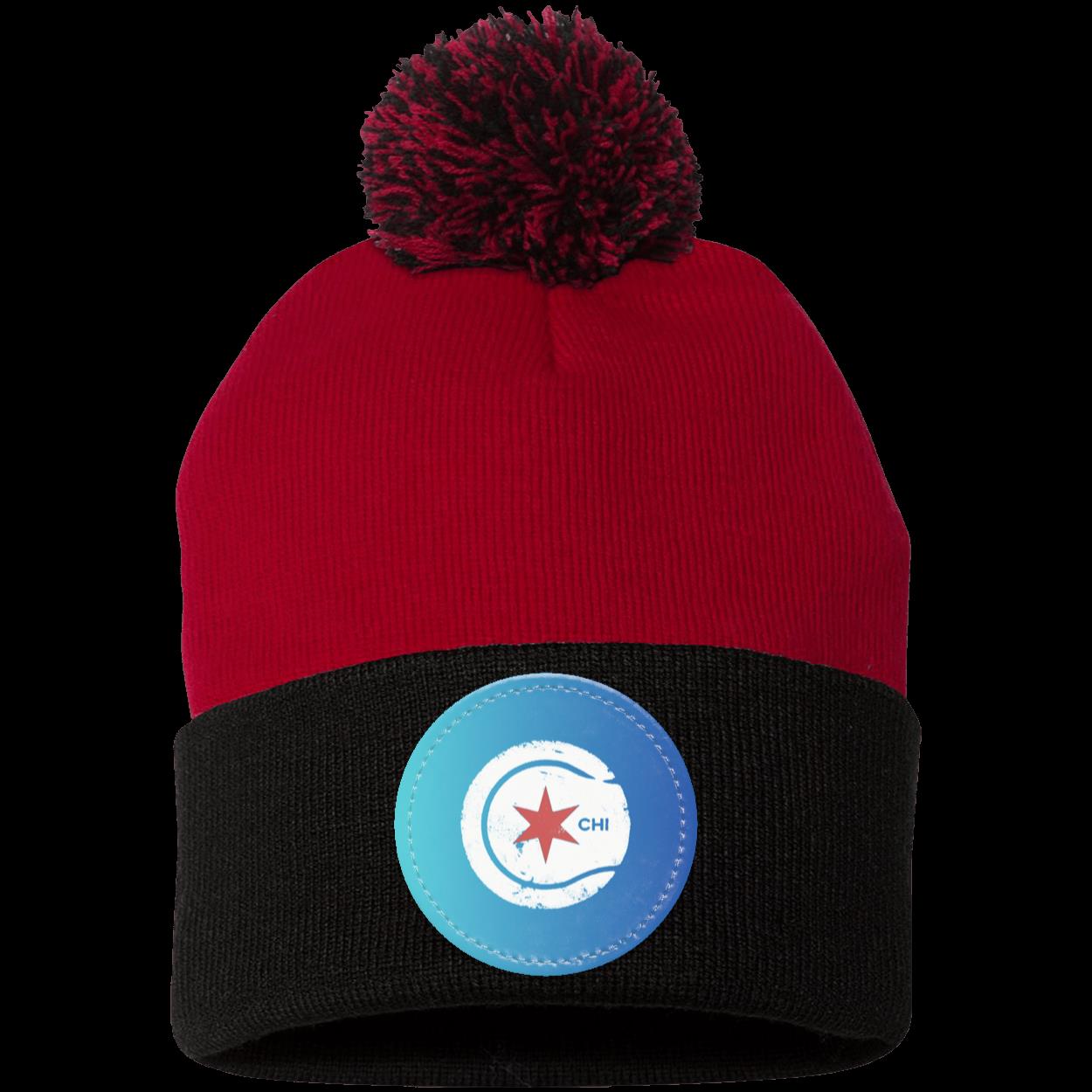 Chicago Star & 4-Star Pom Pom Knit Cap - Patch