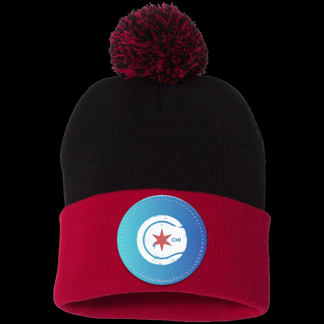 Chicago Star & 4-Star Pom Pom Knit Cap - Patch