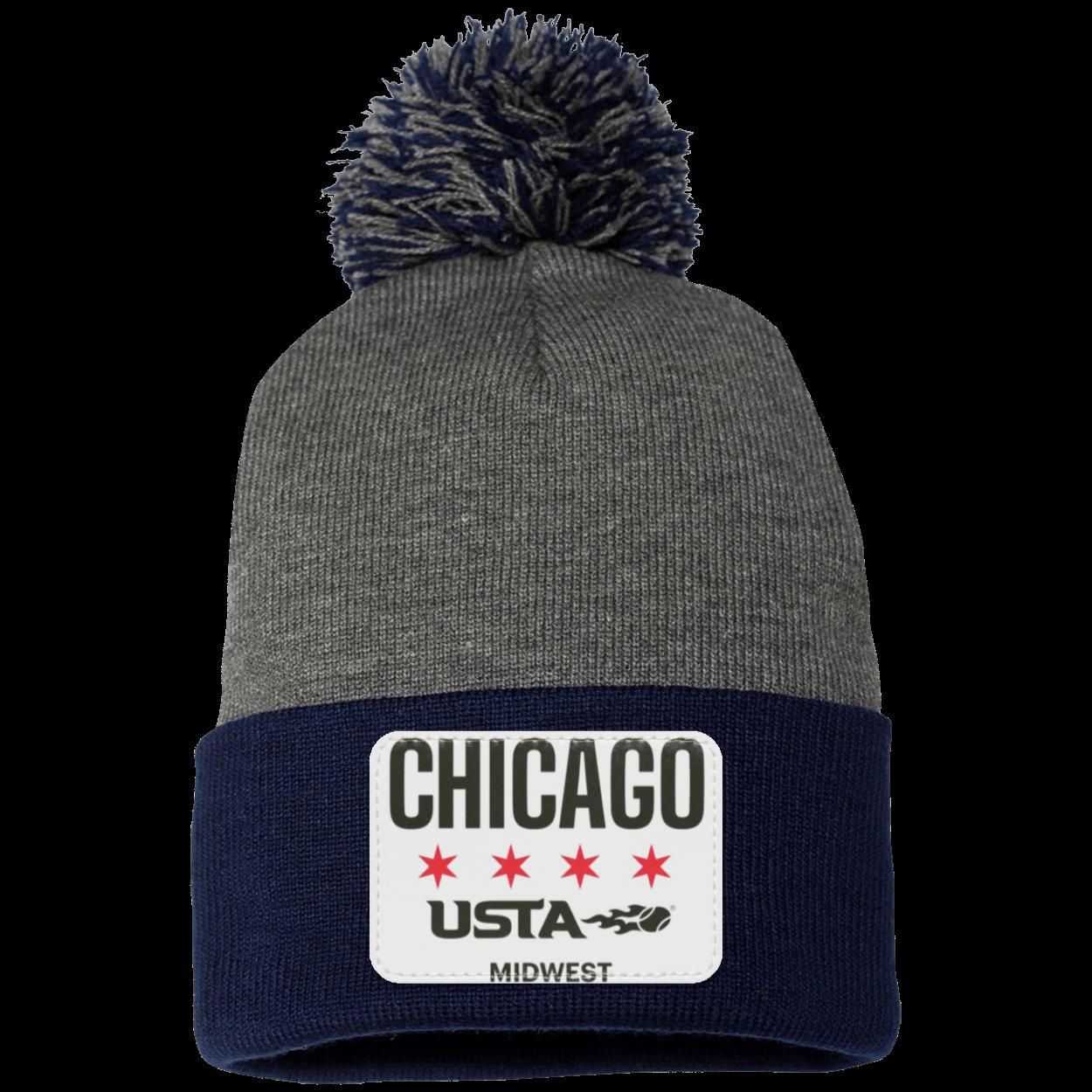 Chicago Star & 4-Star Pom Pom Knit Cap - Patch