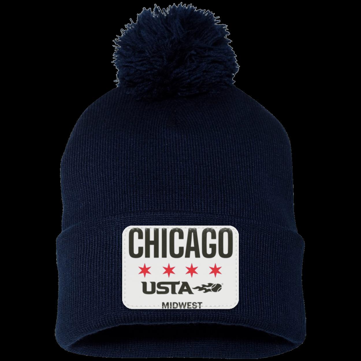 Chicago Star & 4-Star Pom Pom Knit Cap - Patch