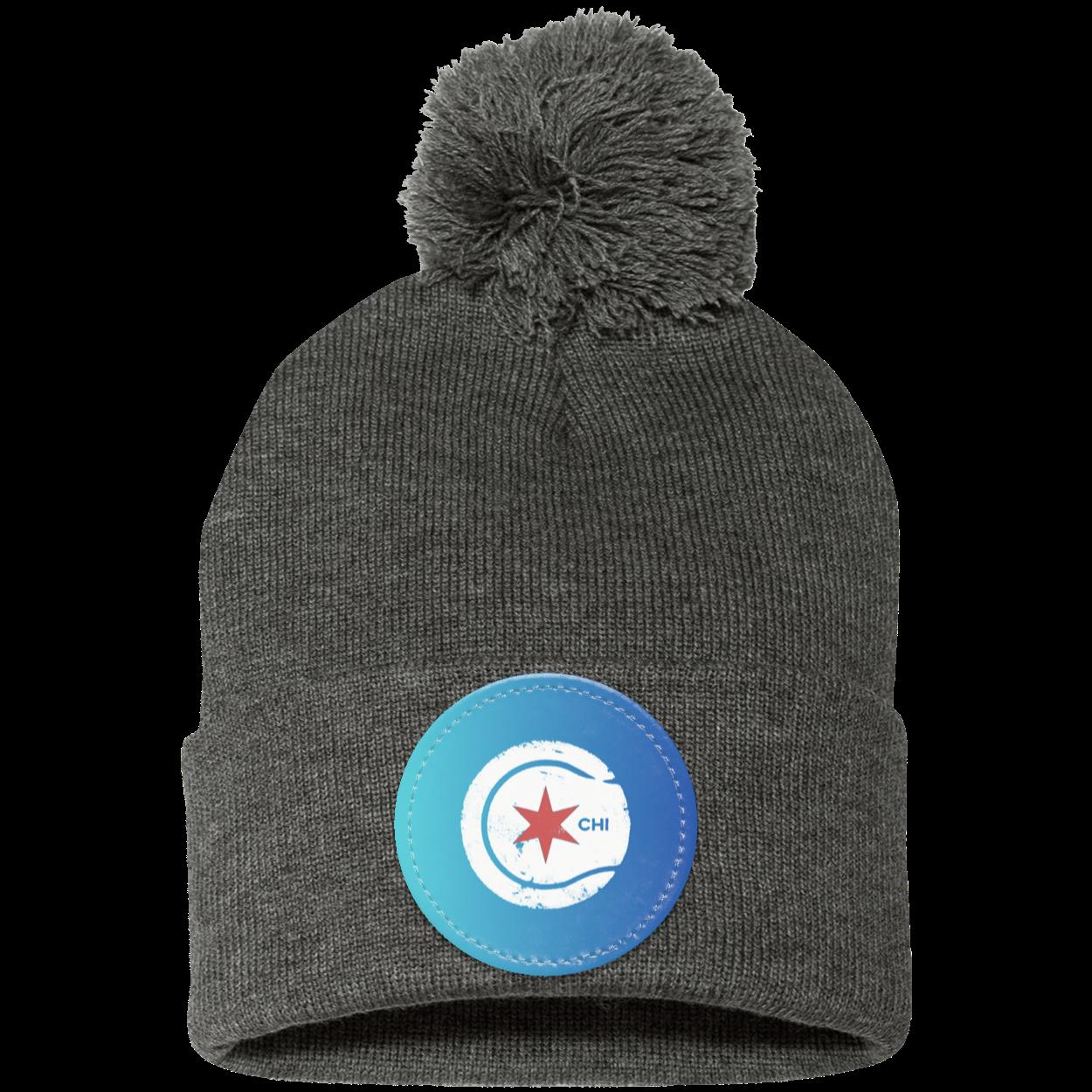 Chicago Star & 4-Star Pom Pom Knit Cap - Patch