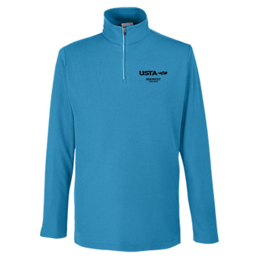 League Captain/USTA Double Logo Men's Performance 1/4 ZipFusion ChromaSoft Pique Quarter Zip