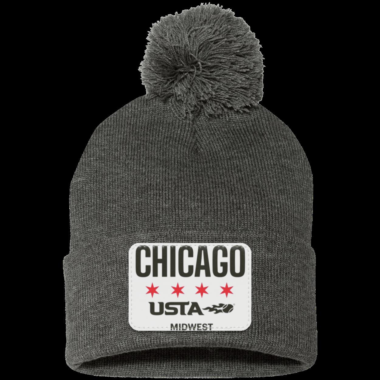 Chicago Star & 4-Star Pom Pom Knit Cap - Patch