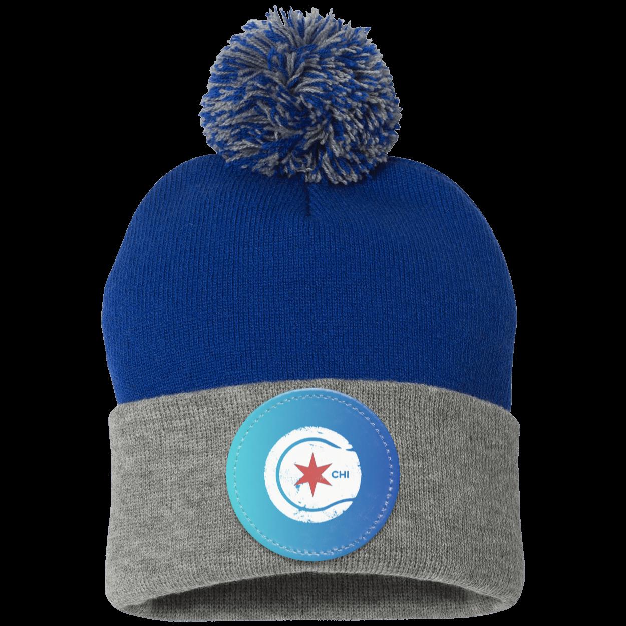 Chicago Star & 4-Star Pom Pom Knit Cap - Patch