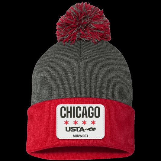 Chicago 4-Star Pom Pom Knit Cap - Patch