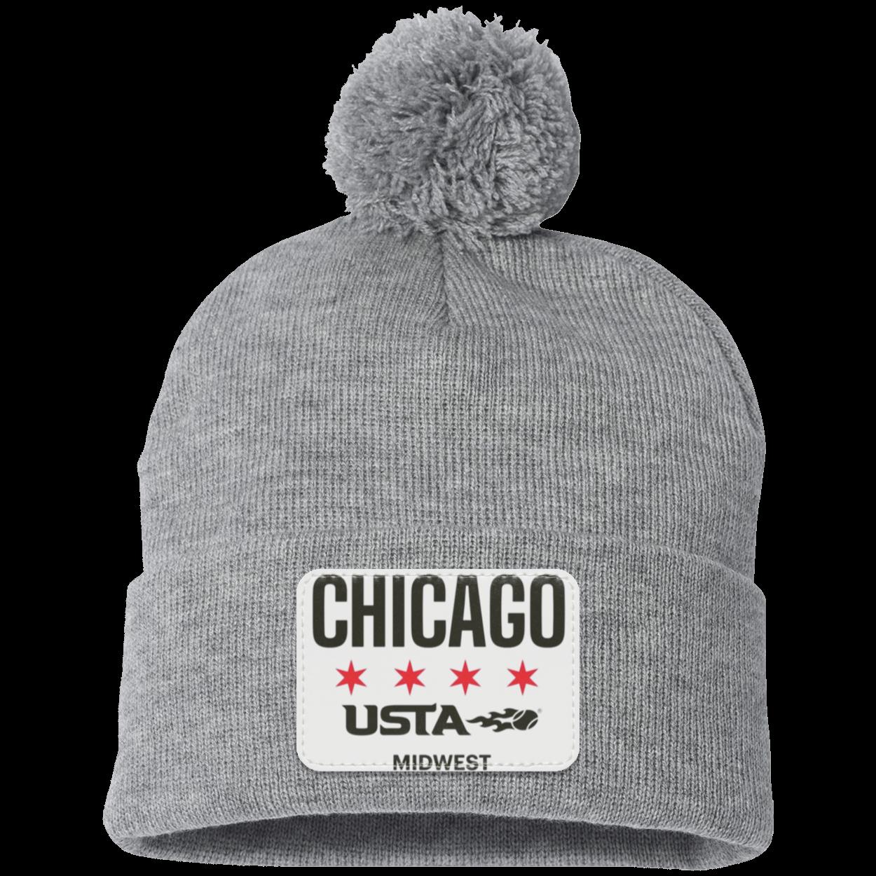 Chicago Star & 4-Star Pom Pom Knit Cap - Patch