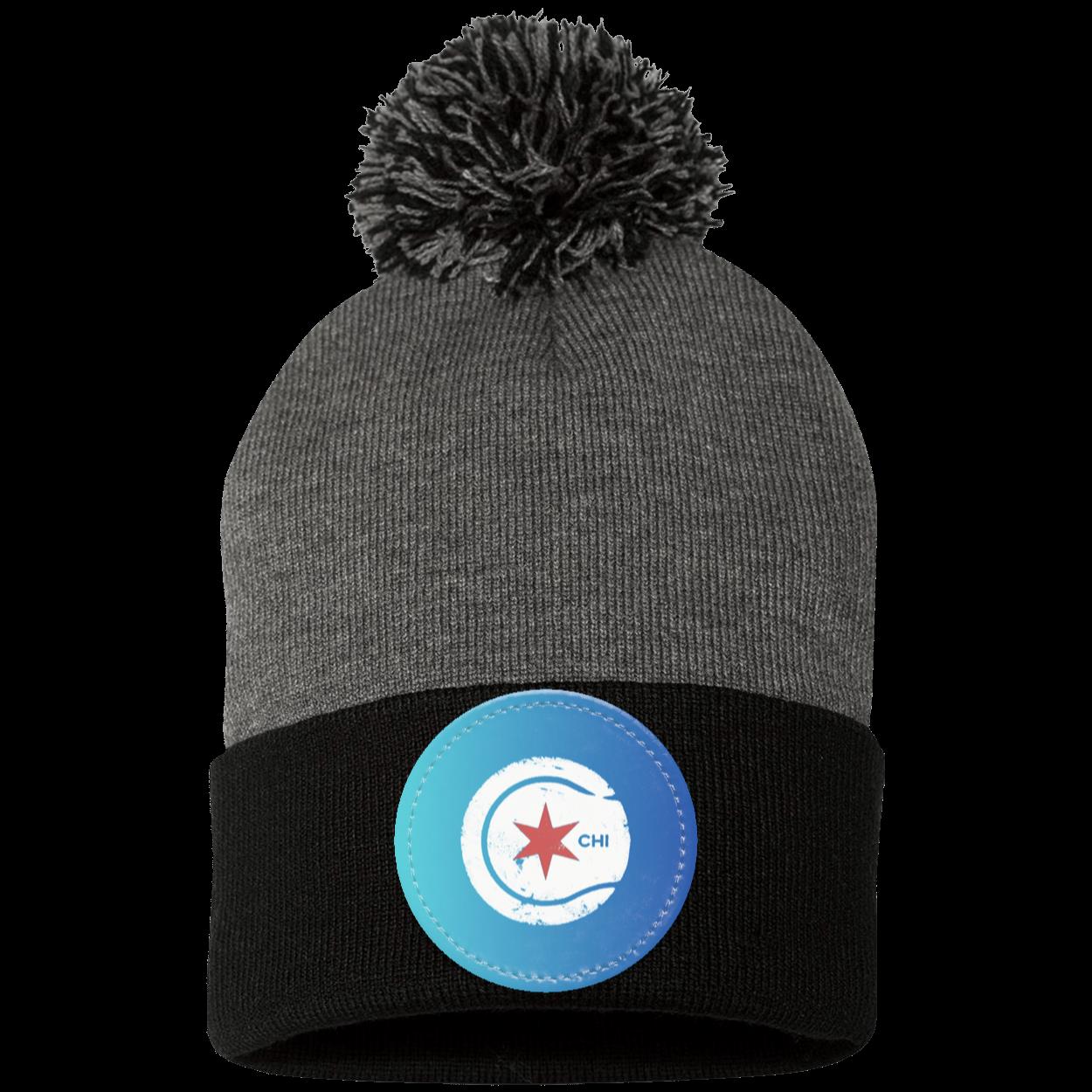 Chicago Star & 4-Star Pom Pom Knit Cap - Patch