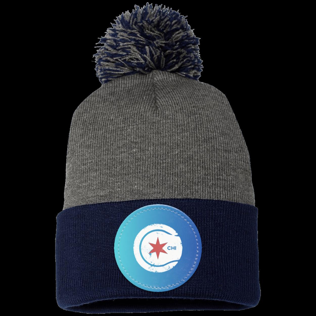 Chicago Star & 4-Star Pom Pom Knit Cap - Patch